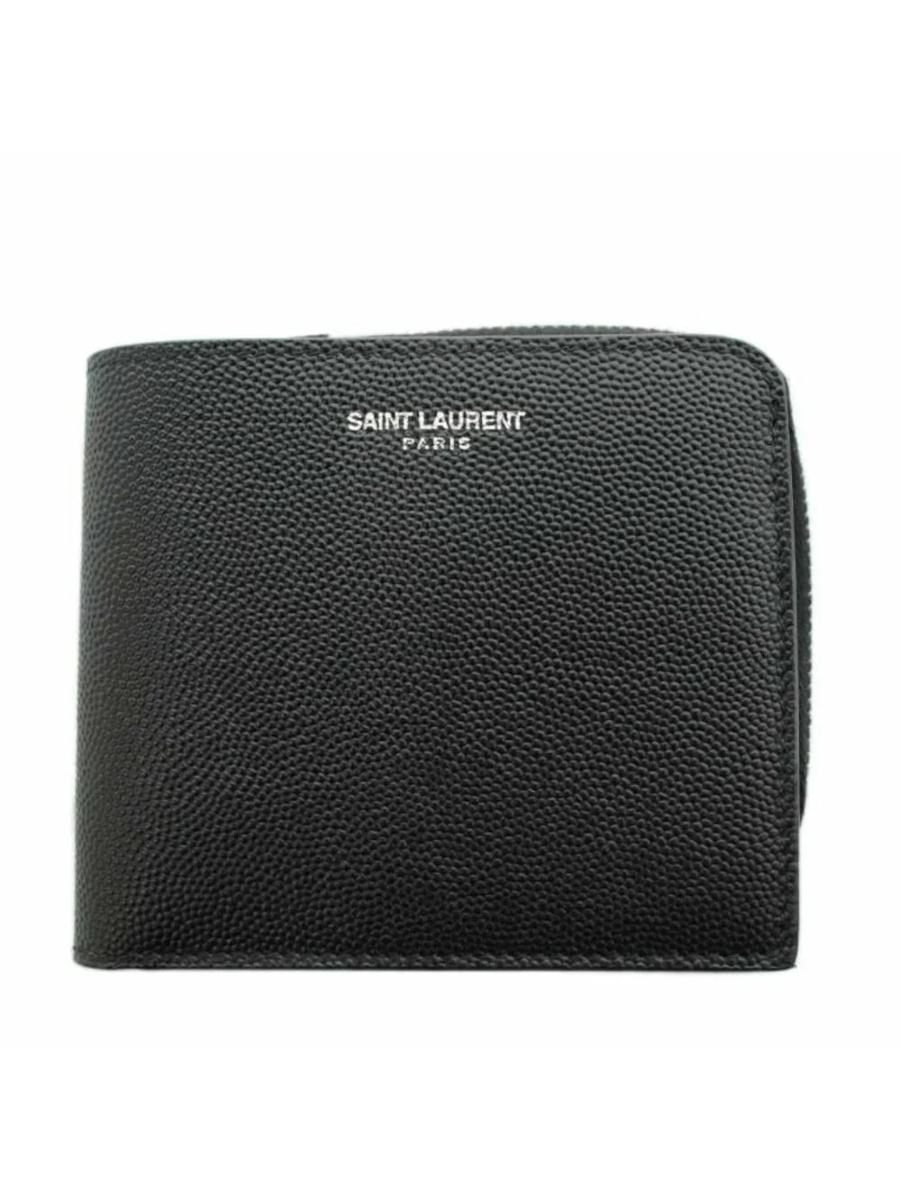 Saint Laurent Paris East West Zip Wallet Bifold Coin Purse Leather Black